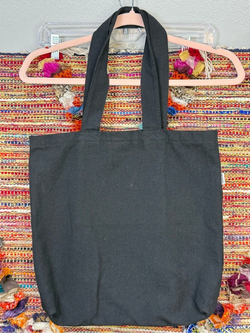 black canvas Smileyworld X Todomoda tote bag EUC